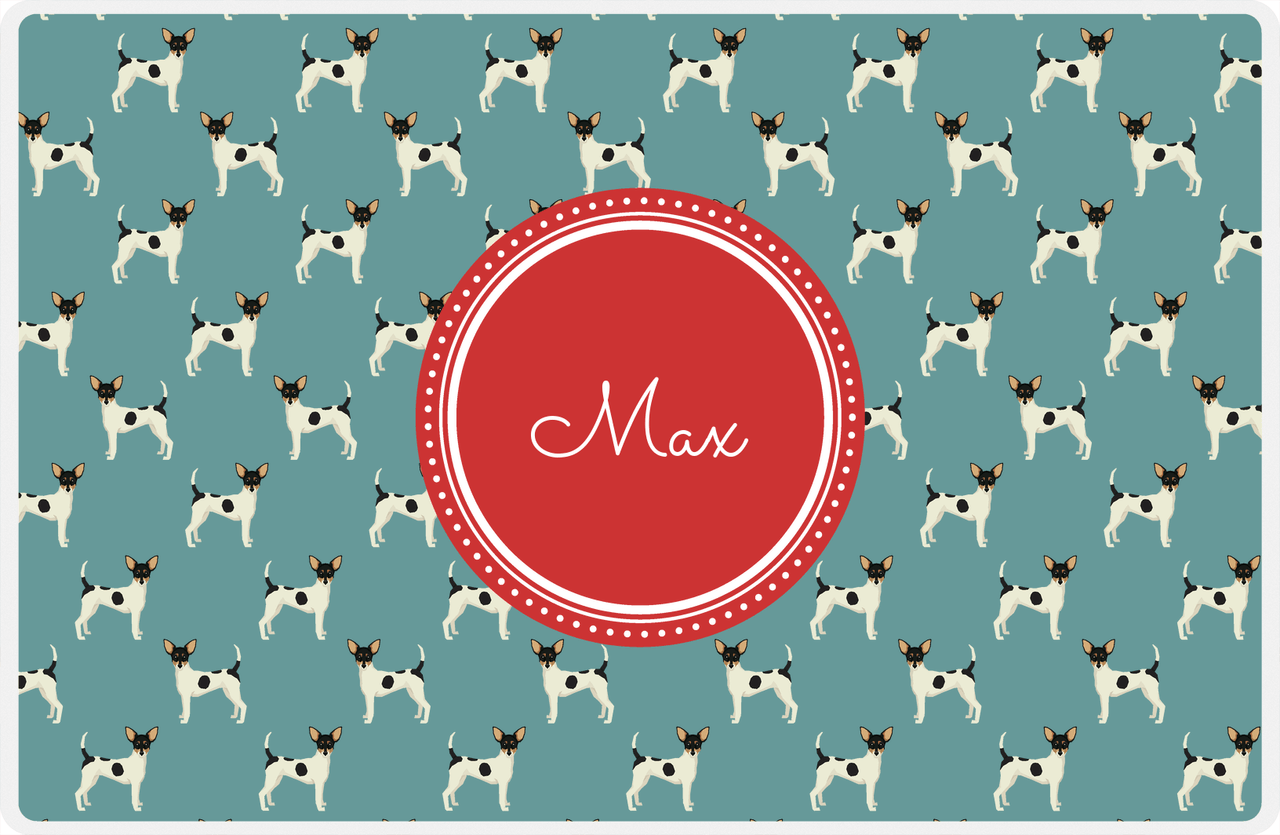 Personalized Dogs Placemat IX - Teal Background - Toy Fox Terrier -  View