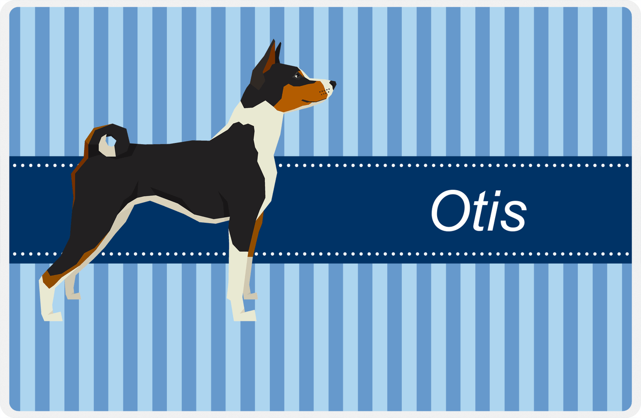 Personalized Dogs Placemat X - Blue Stripes - Basenji -  View