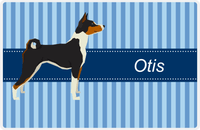 Thumbnail for Personalized Dogs Placemat X - Blue Stripes - Basenji -  View