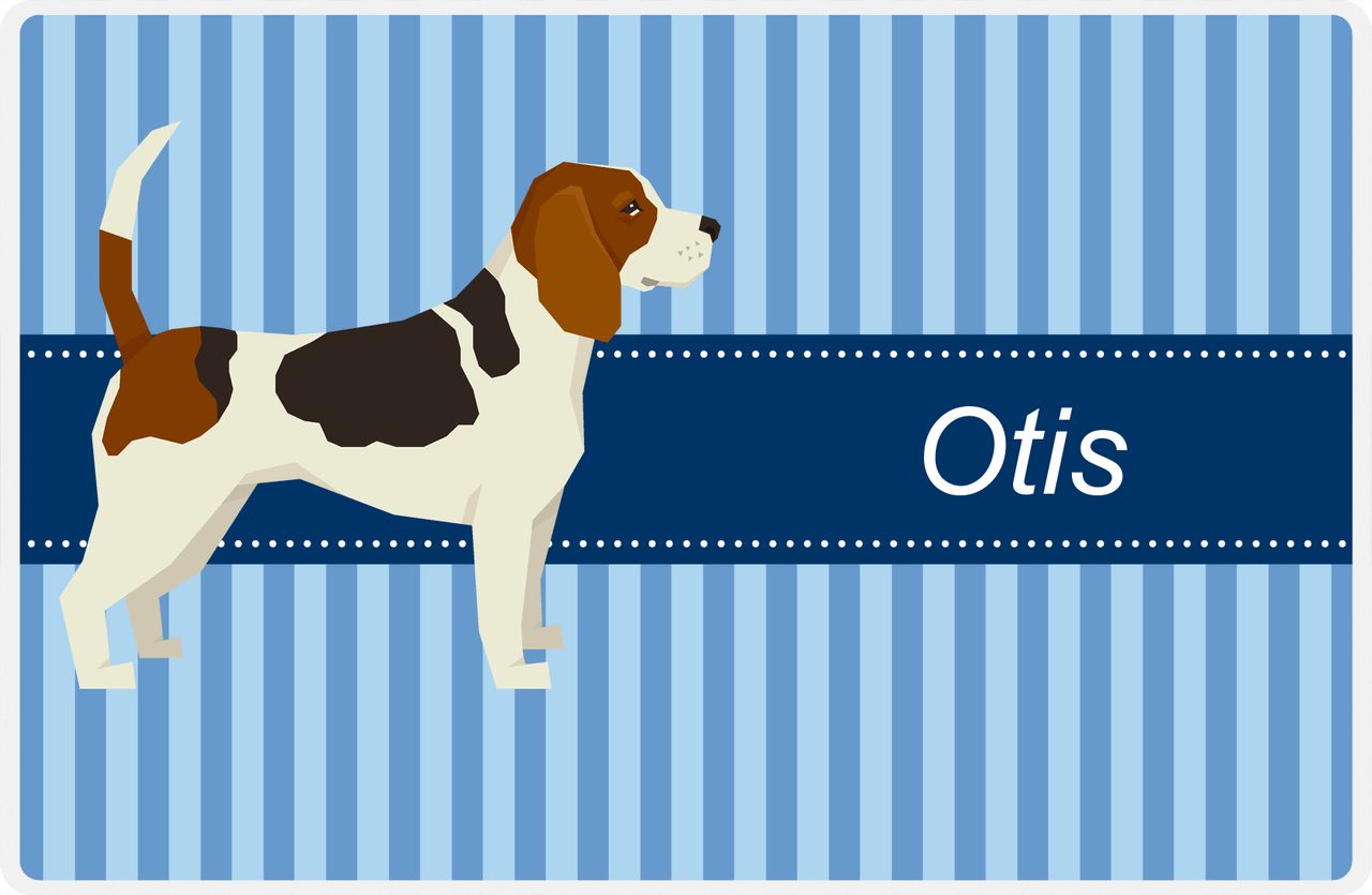 Personalized Dogs Placemat X - Blue Stripes - Beagle -  View