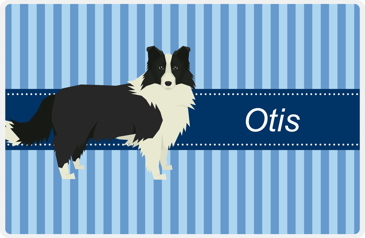 Personalized Dogs Placemat X - Blue Stripes - Border Collie -  View