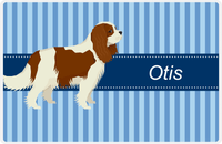 Thumbnail for Personalized Dogs Placemat X - Blue Stripes - Cavalier King Charles Spaniel -  View