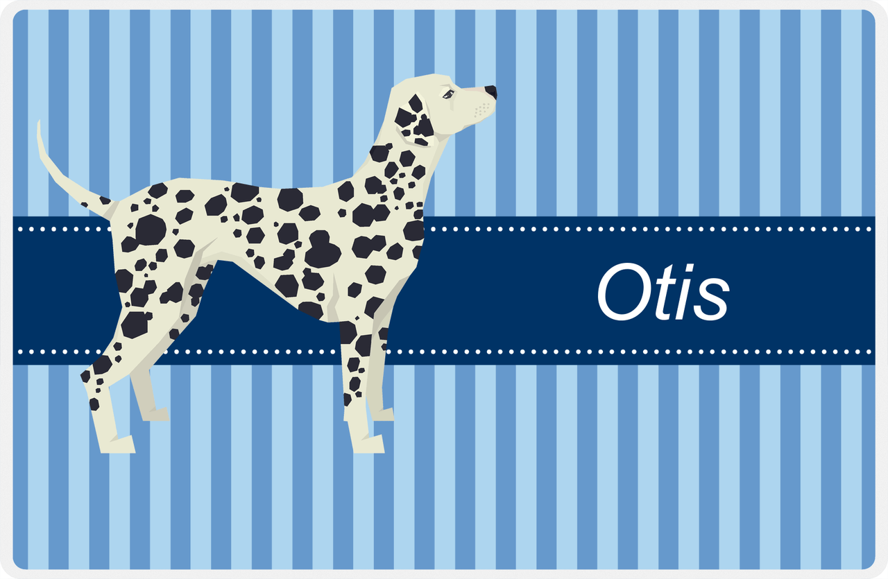 Personalized Dogs Placemat X - Blue Stripes - Dalmatian -  View
