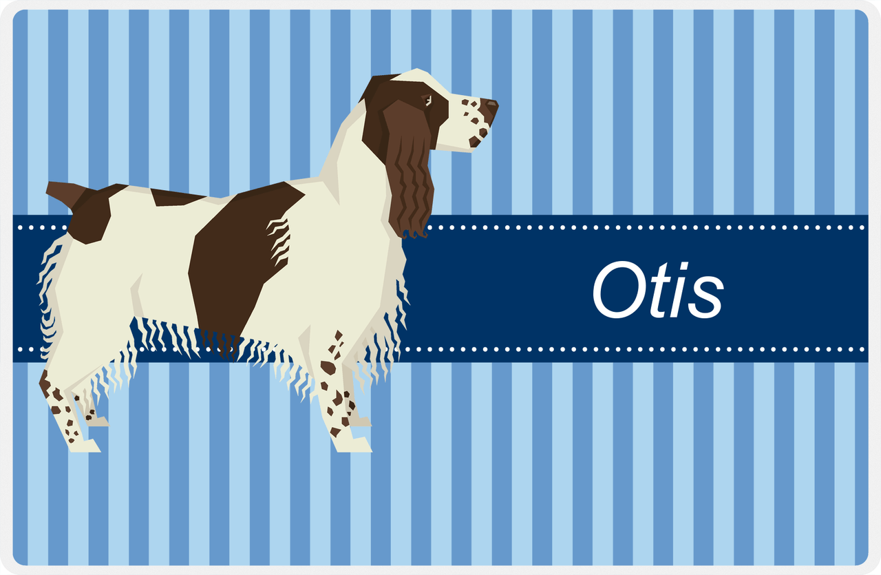 Personalized Dogs Placemat X - Blue Stripes - English Springer Spaniel -  View