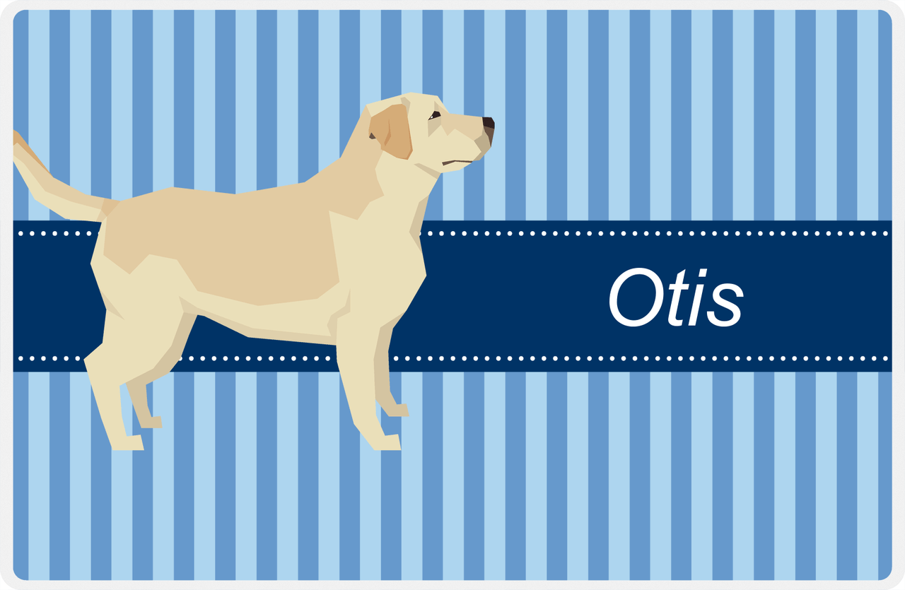 Personalized Dogs Placemat X - Blue Stripes - Labrador Retriever -  View