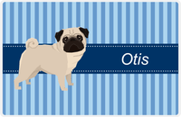 Thumbnail for Personalized Dogs Placemat X - Blue Stripes - Pug -  View