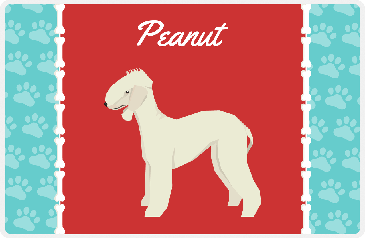 Personalized Dogs Placemat XI - Paw Borders - Bedlington Terrier -  View