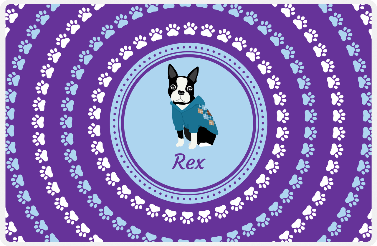 Personalized Dogs Placemat XII - Paw Circles - Boston Terrier -  View