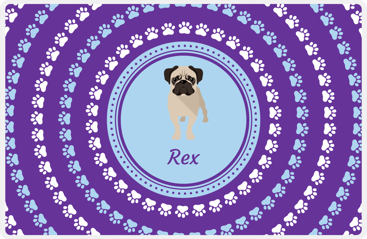 Personalized Dogs Placemat XII - Paw Circles - Pug -  View