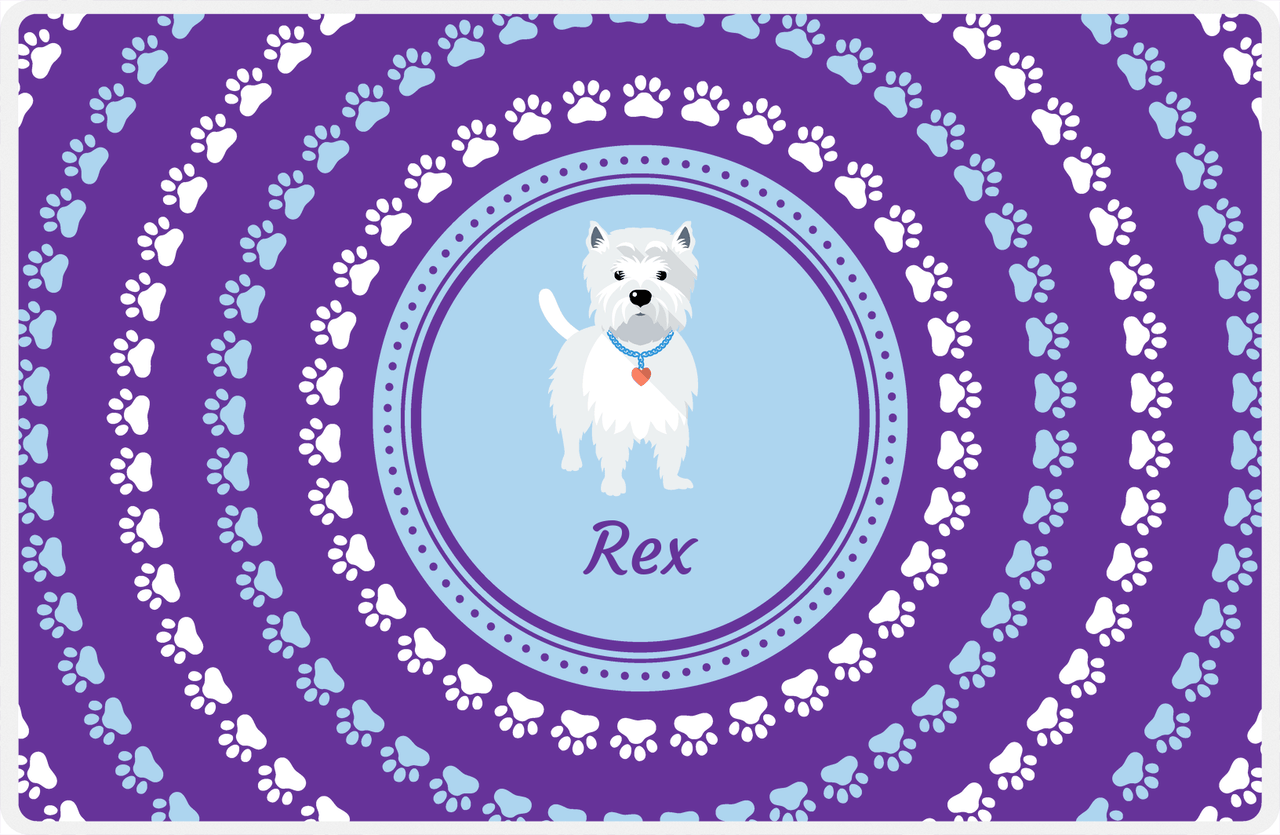 Personalized Dogs Placemat XII - Paw Circles - Westie -  View