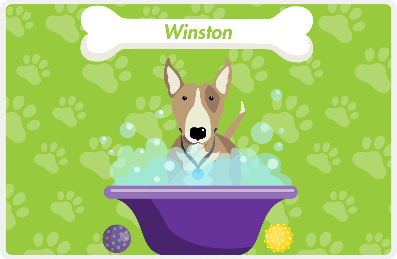 Personalized Dogs Placemat XV - Dog Wash - Bull Terrier -  View