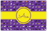 Thumbnail for Personalized Dogs Placemat XVII - Purple Background - Circle Ribbon Nameplate -  View
