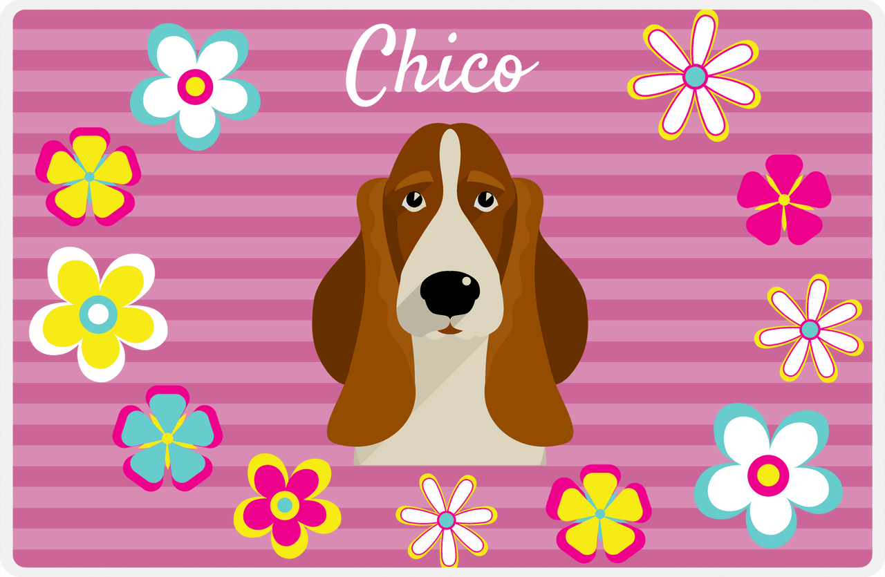 Personalized Dogs Placemat XIX - Flower Pupper - Basset Hound -  View