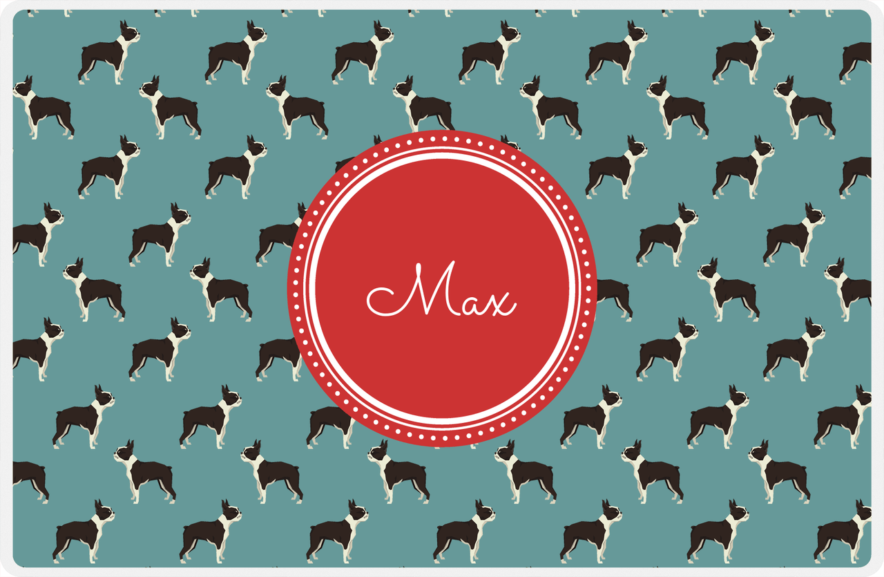 Personalized Dogs Placemat IX - Teal Background - Boston Terrier -  View