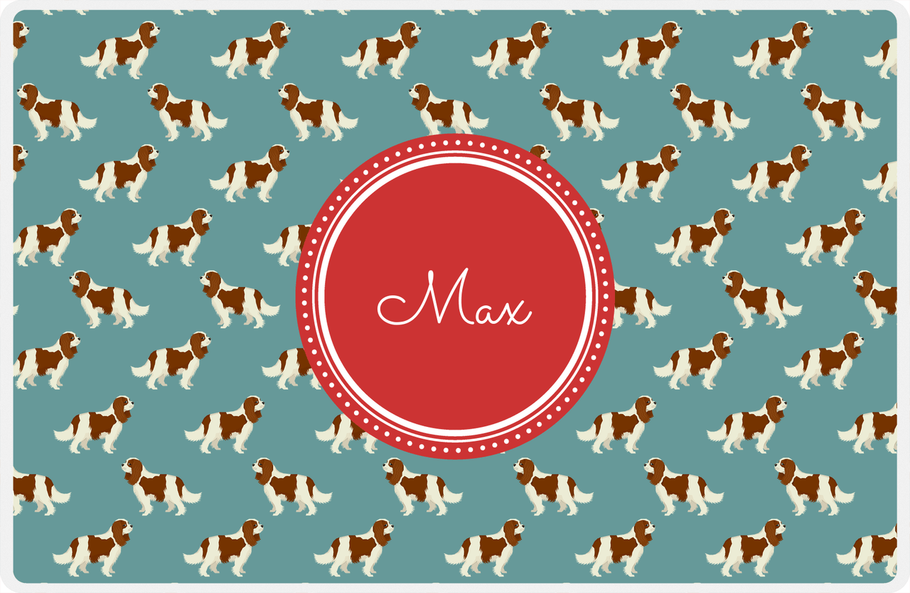 Personalized Dogs Placemat IX - Teal Background - Cavalier King Charles Spaniel -  View
