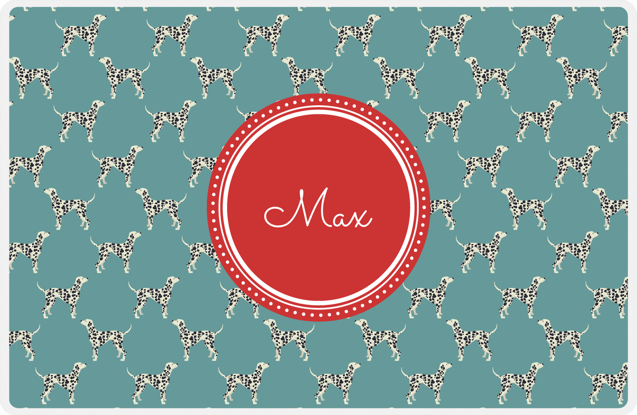 Personalized Dogs Placemat IX - Teal Background - Dalmatian -  View