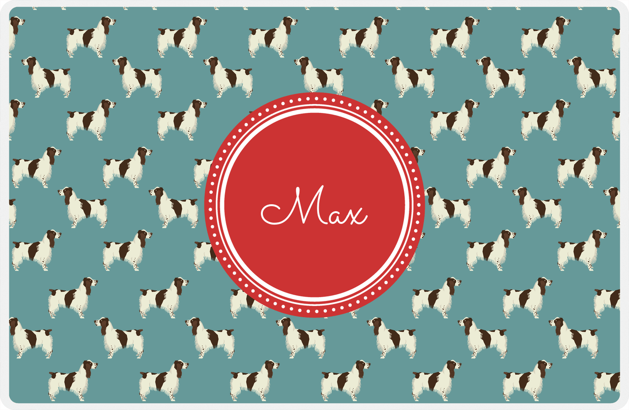Personalized Dogs Placemat IX - Teal Background - English Springer Spaniel -  View