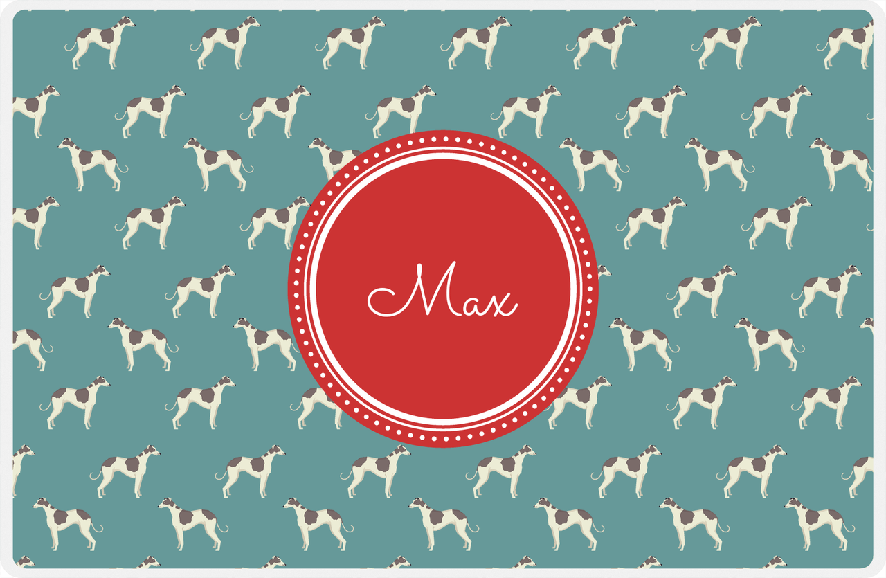 Personalized Dogs Placemat IX - Teal Background - Greyhound -  View