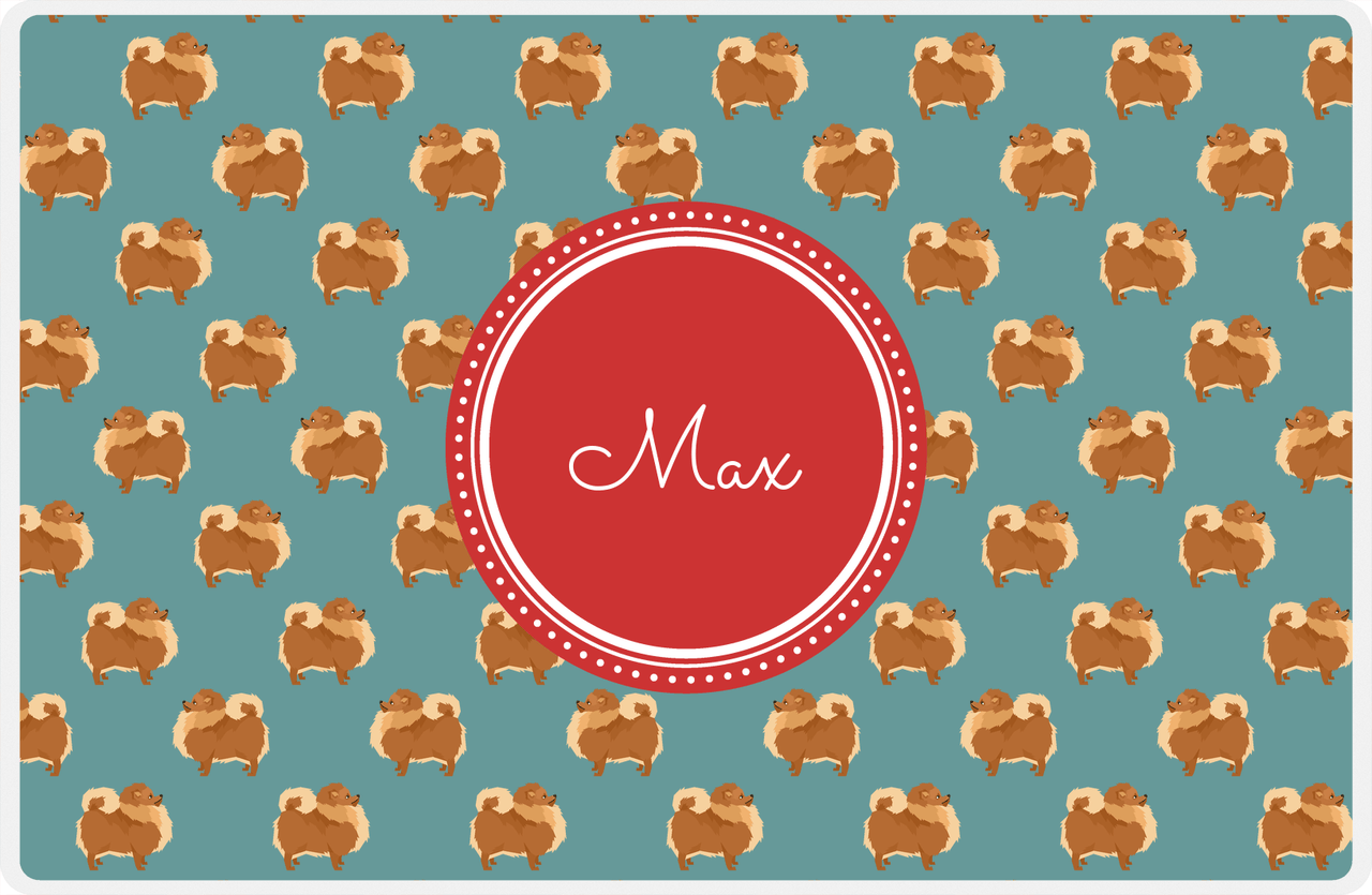 Personalized Dogs Placemat IX - Teal Background - Pomeranian -  View