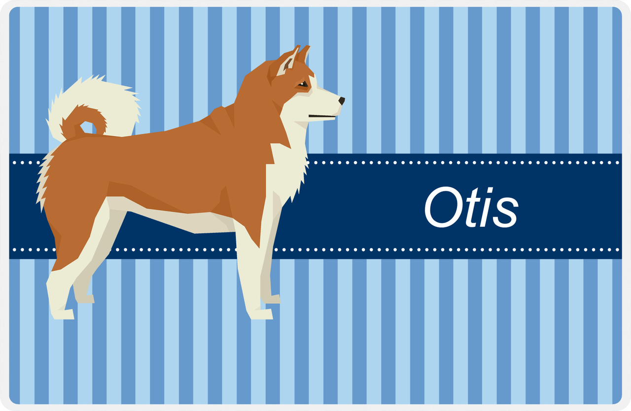 Personalized Dogs Placemat X - Blue Stripes - Akita Inu -  View