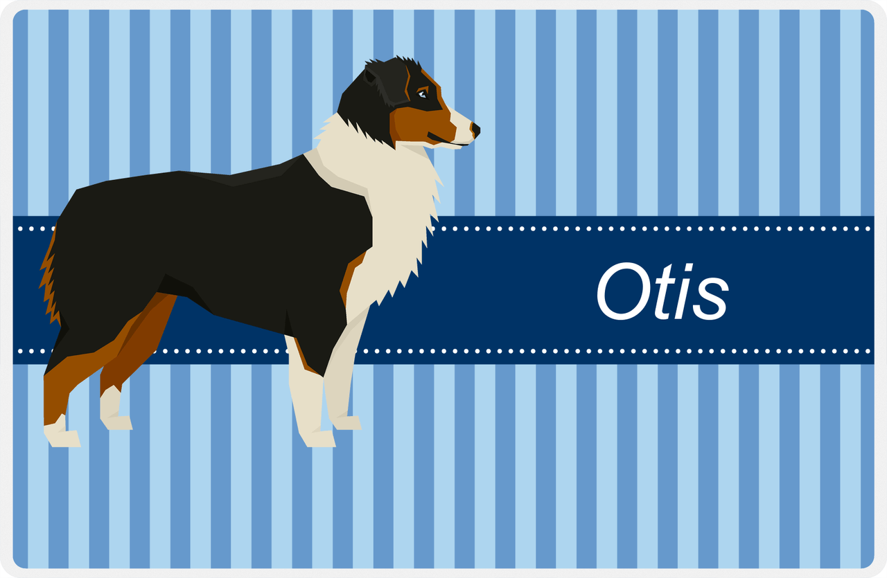 Personalized Dogs Placemat X - Blue Stripes - Australian Shepherd -  View