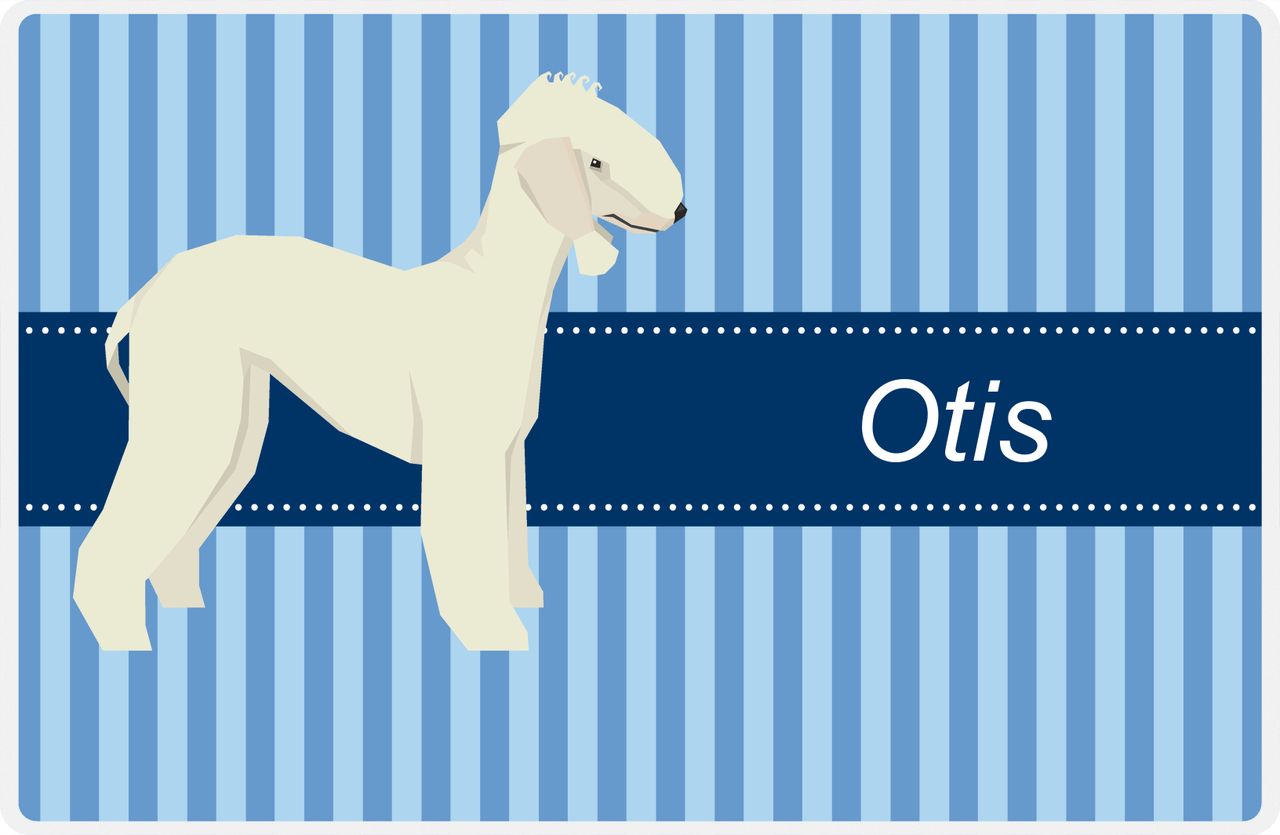 Personalized Dogs Placemat X - Blue Stripes - Bedlington Terrier -  View
