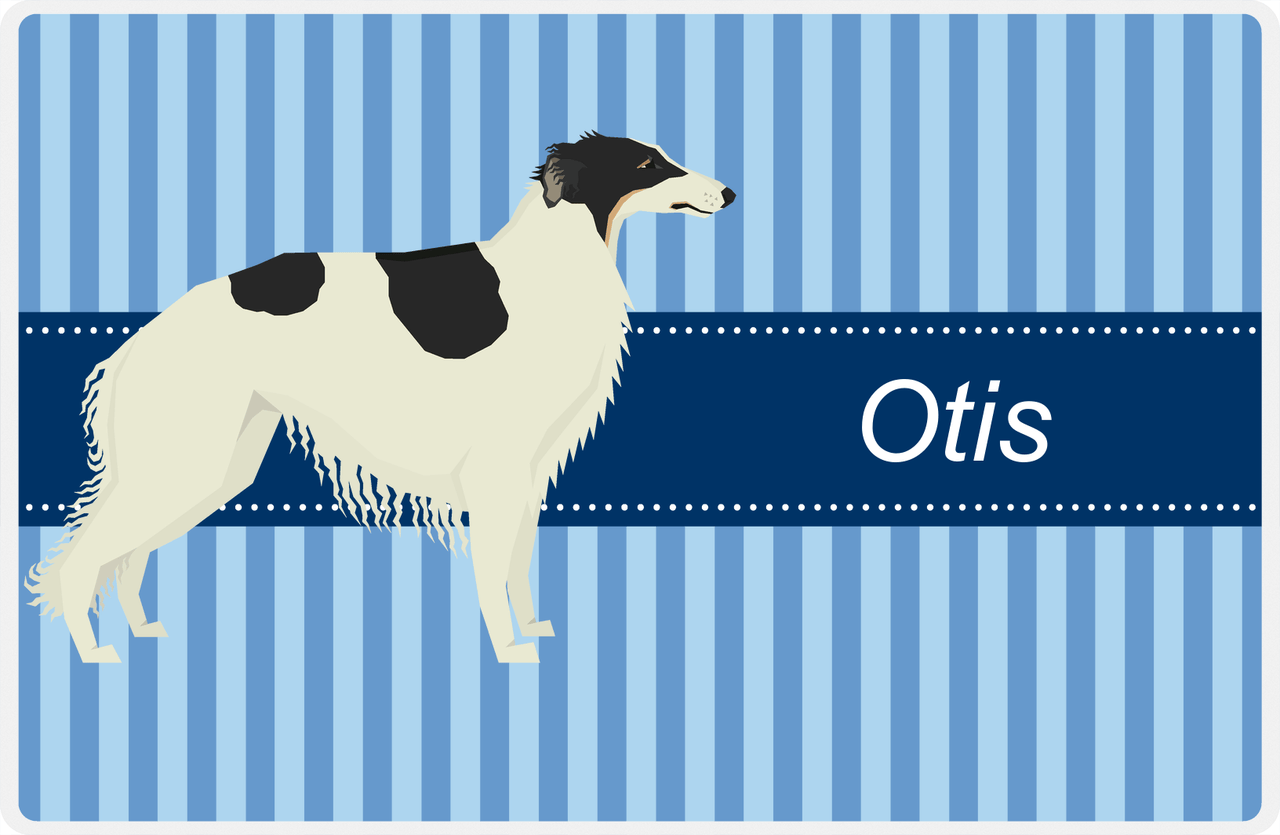 Personalized Dogs Placemat X - Blue Stripes - Borzoi -  View