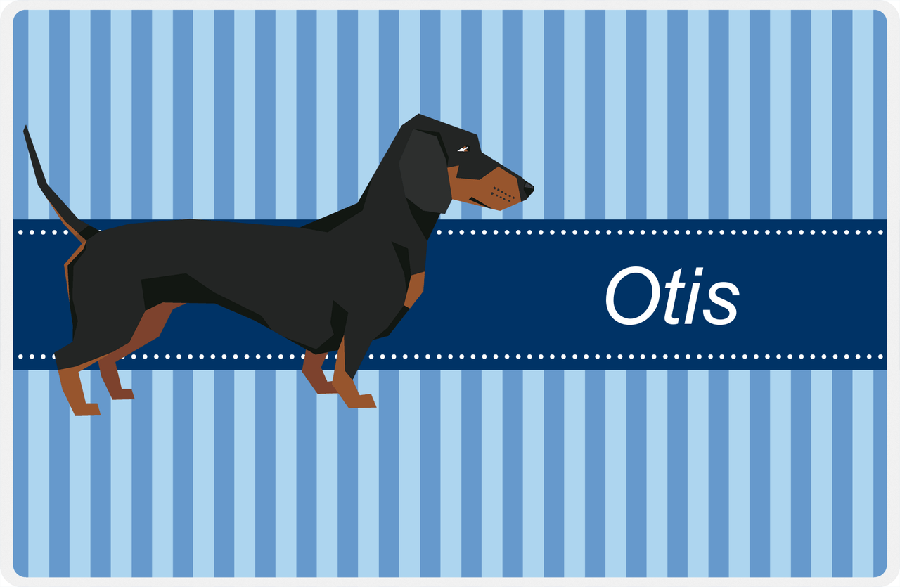 Personalized Dogs Placemat X - Blue Stripes - Dachshund -  View