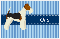 Thumbnail for Personalized Dogs Placemat X - Blue Stripes - Fox Terrier -  View