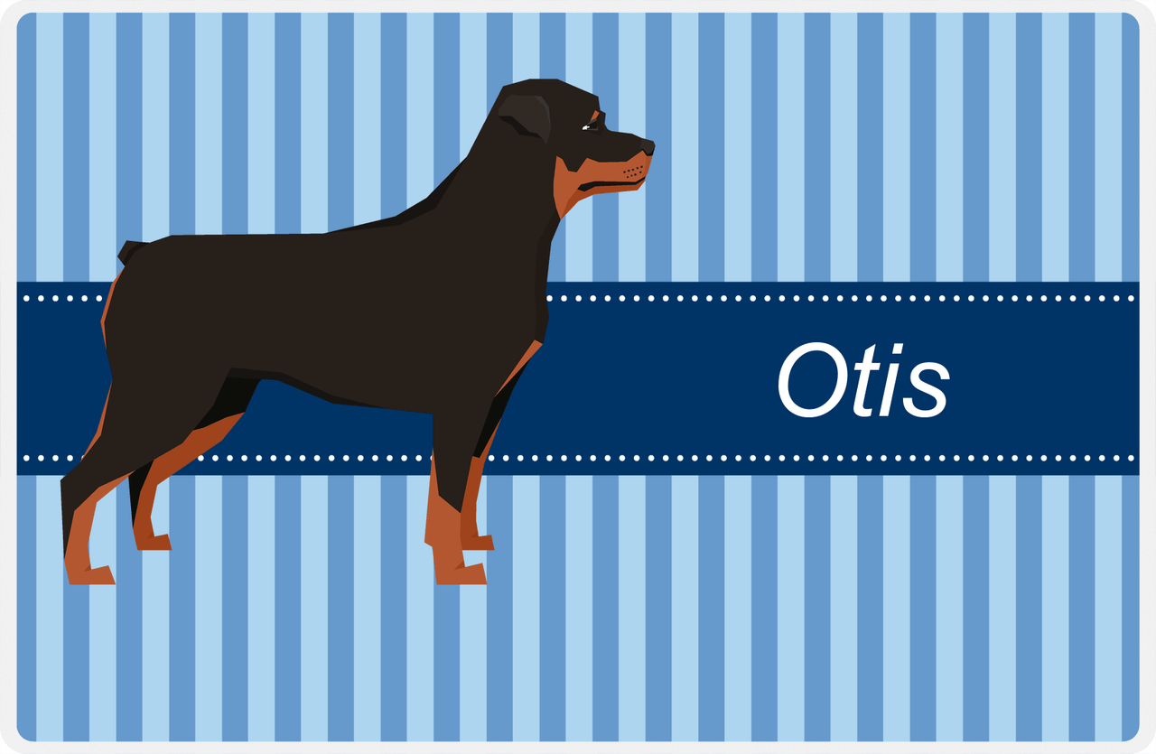 Personalized Dogs Placemat X - Blue Stripes - Rottweiler -  View