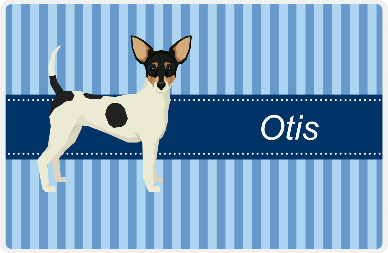 Personalized Dogs Placemat X - Blue Stripes - Toy Fox Terrier -  View