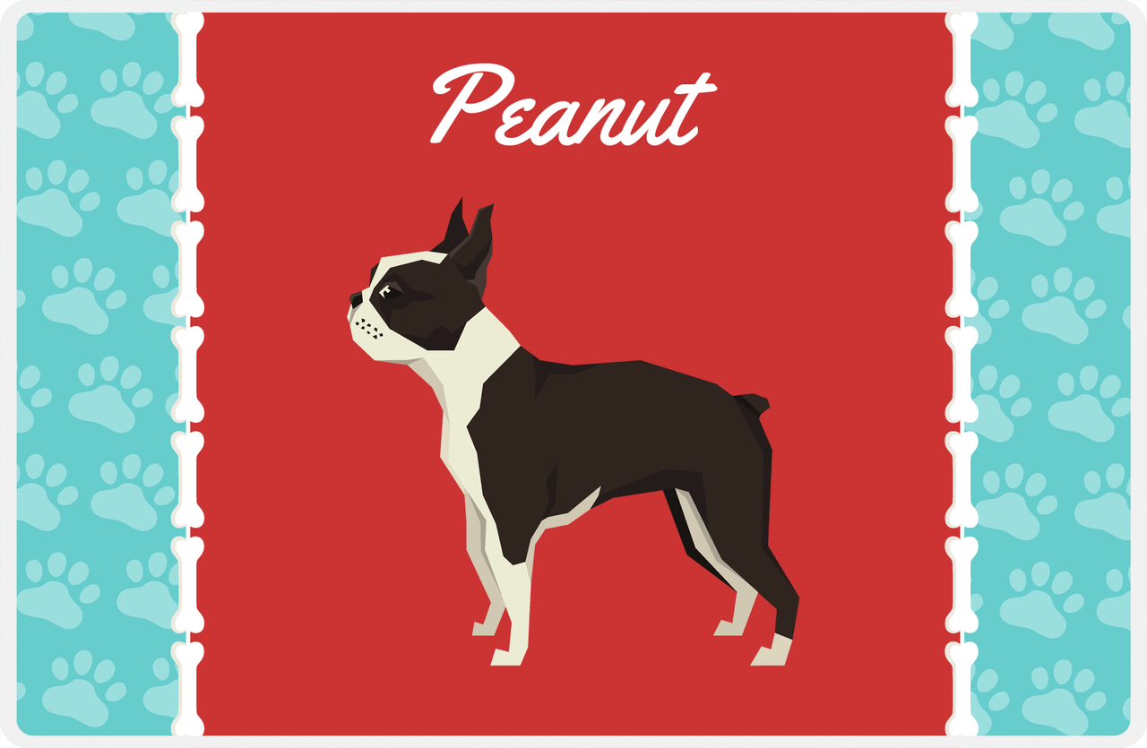 Personalized Dogs Placemat XI - Paw Borders - Boston Terrier -  View