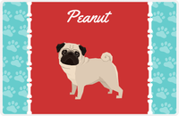 Thumbnail for Personalized Dogs Placemat XI - Paw Borders - Pug -  View