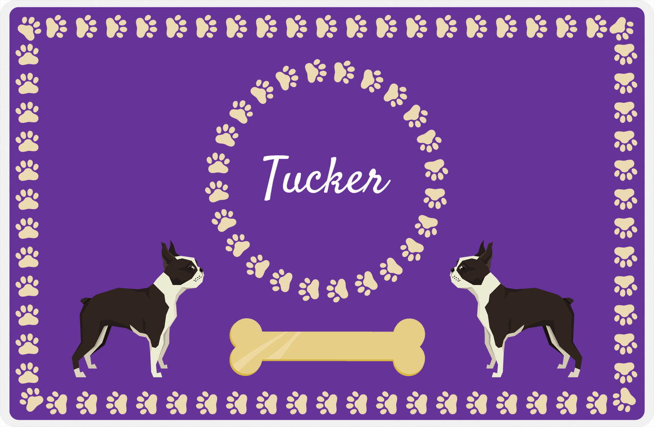 Personalized Dogs Placemat XIV - Gold Tag - Boston Terrier -  View
