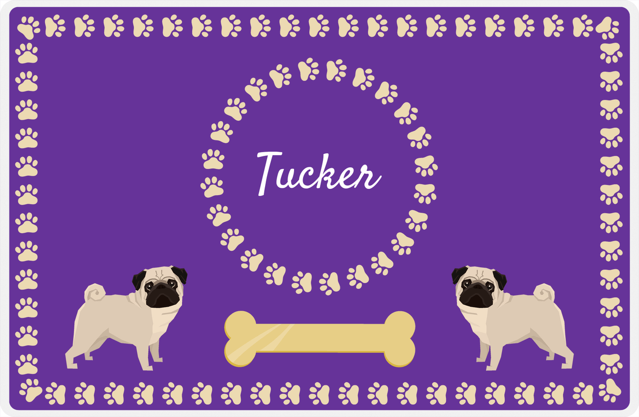 Personalized Dogs Placemat XIV - Gold Tag - Pug -  View