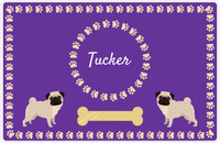 Thumbnail for Personalized Dogs Placemat XIV - Gold Tag - Pug -  View