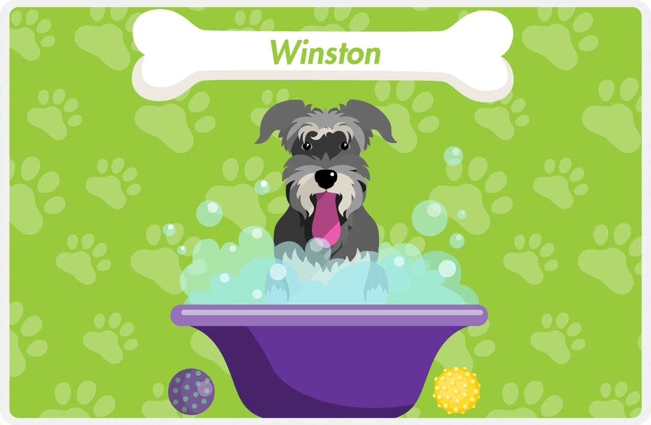 Personalized Dogs Placemat XV - Dog Wash - Schnauzer -  View