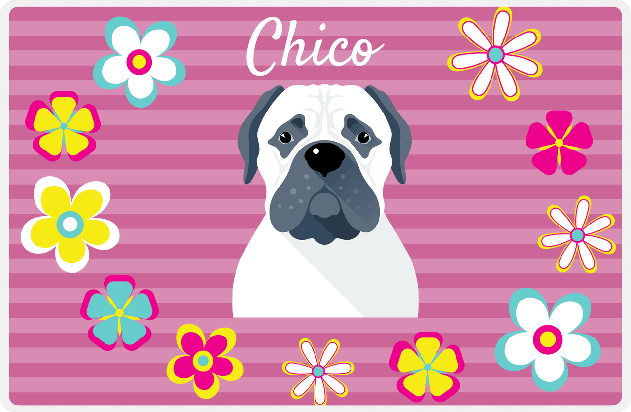 Personalized Dogs Placemat XIX - Flower Pupper - Bull Dog II -  View