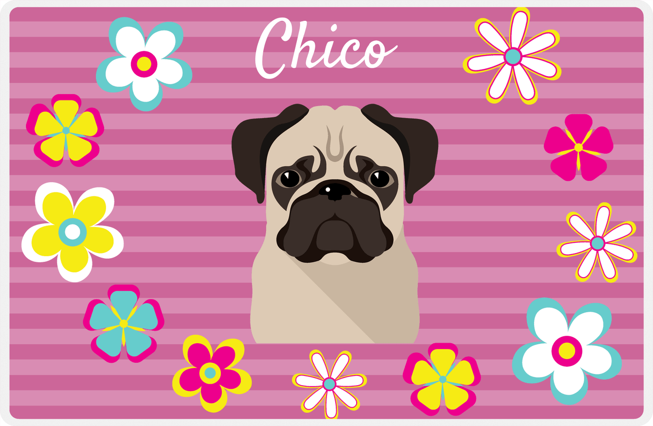 Personalized Dogs Placemat XIX - Flower Pupper - Pug -  View