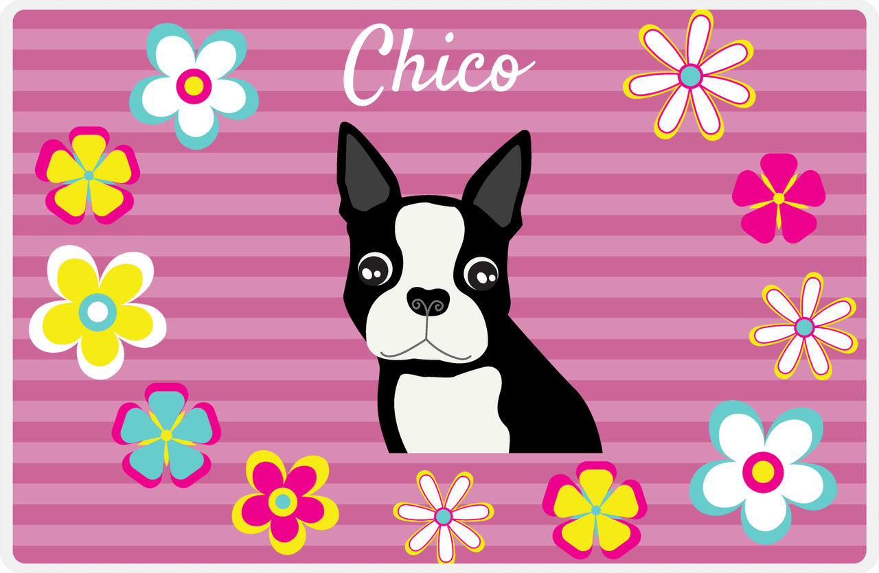 Personalized Dogs Placemat XIX - Flower Pupper - Boston Terrier -  View