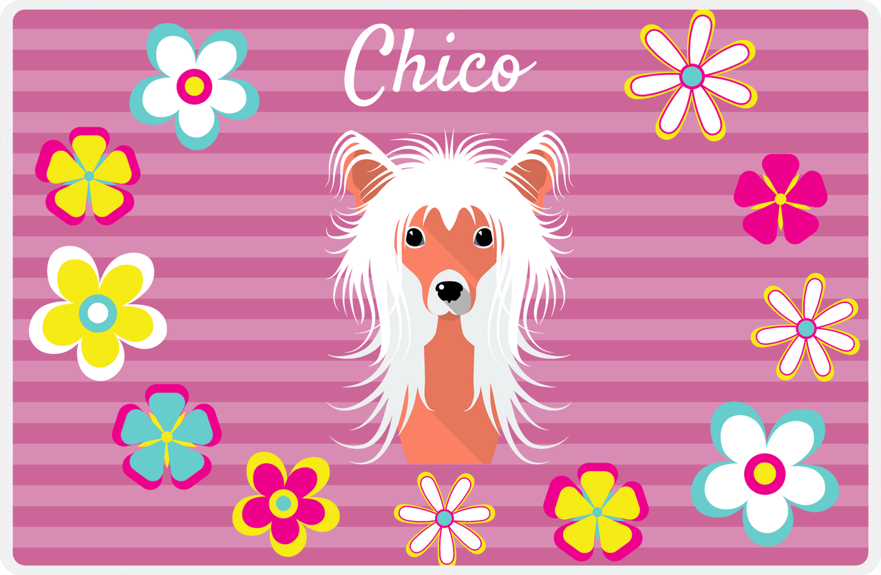 Personalized Dogs Placemat XIX - Flower Pupper - Chinese Crested Dog -  View