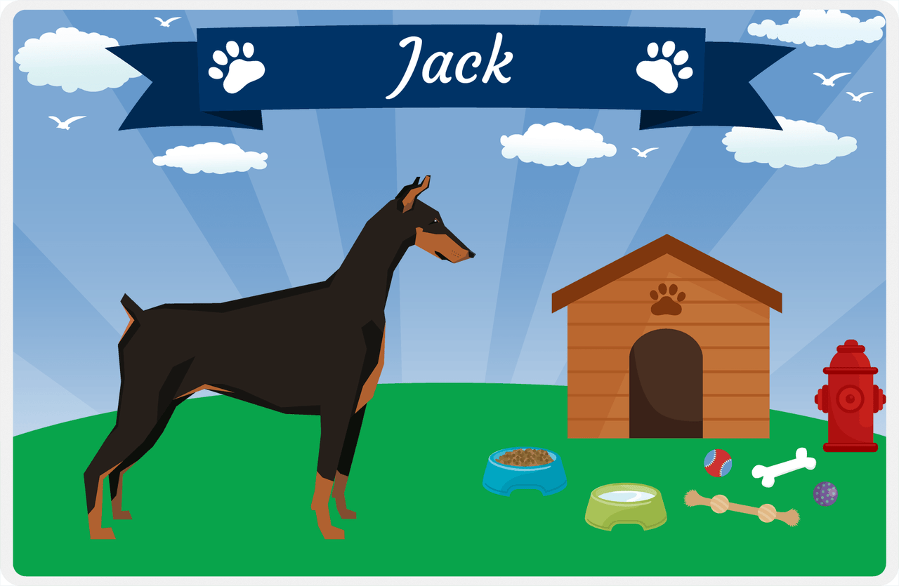 Personalized Dogs Placemat XXII - Paw Banner - Doberman -  View