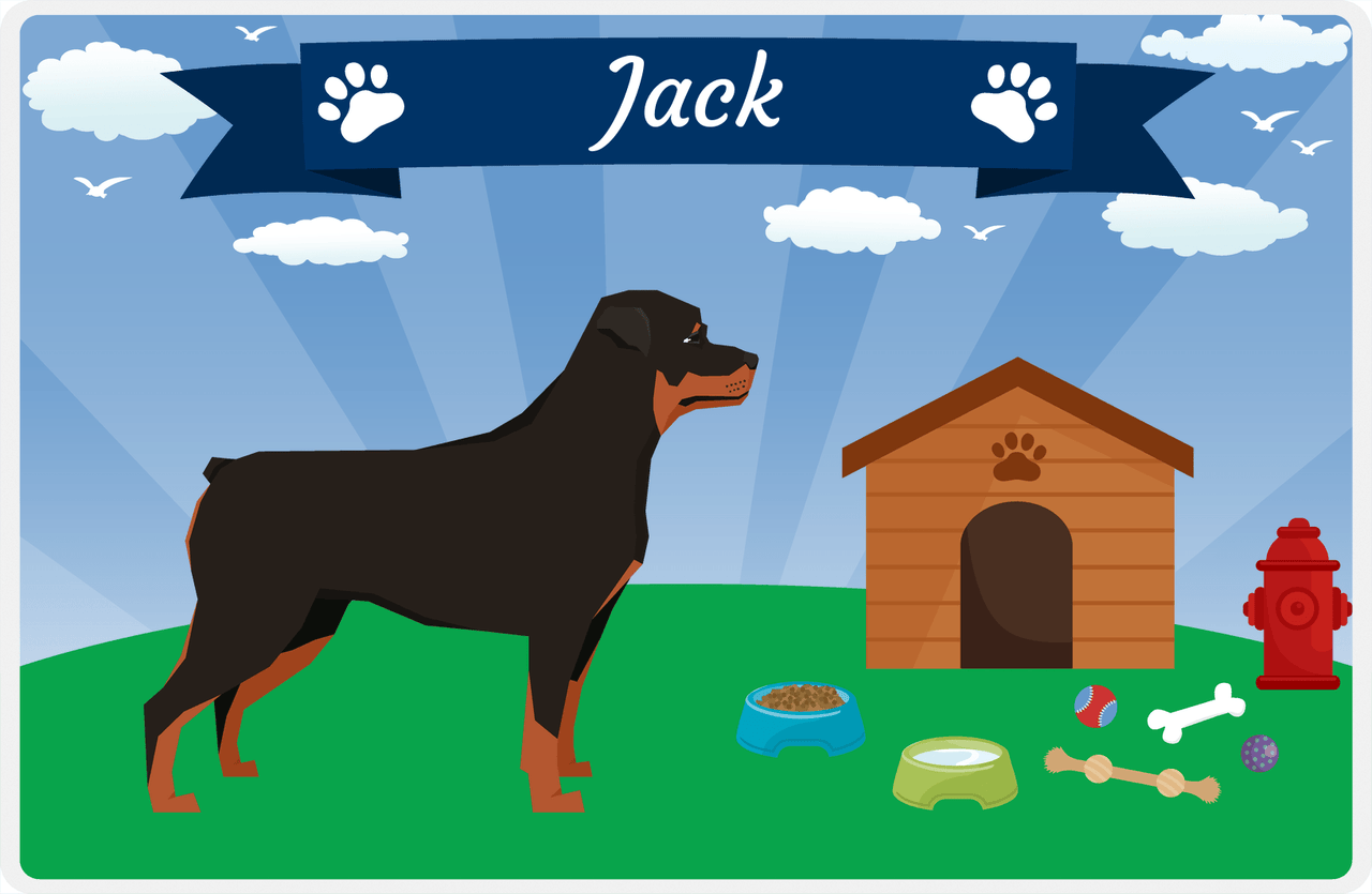 Personalized Dogs Placemat XXII - Paw Banner - Rottweiler -  View
