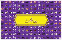 Thumbnail for Personalized Dogs Placemat XVII - Purple Background - Decorative Rectangle Nameplate -  View