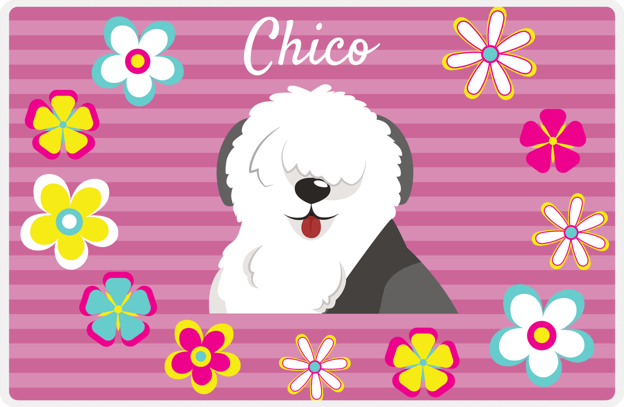 Personalized Dogs Placemat XIX - Flower Pupper - Sheep Dog -  View