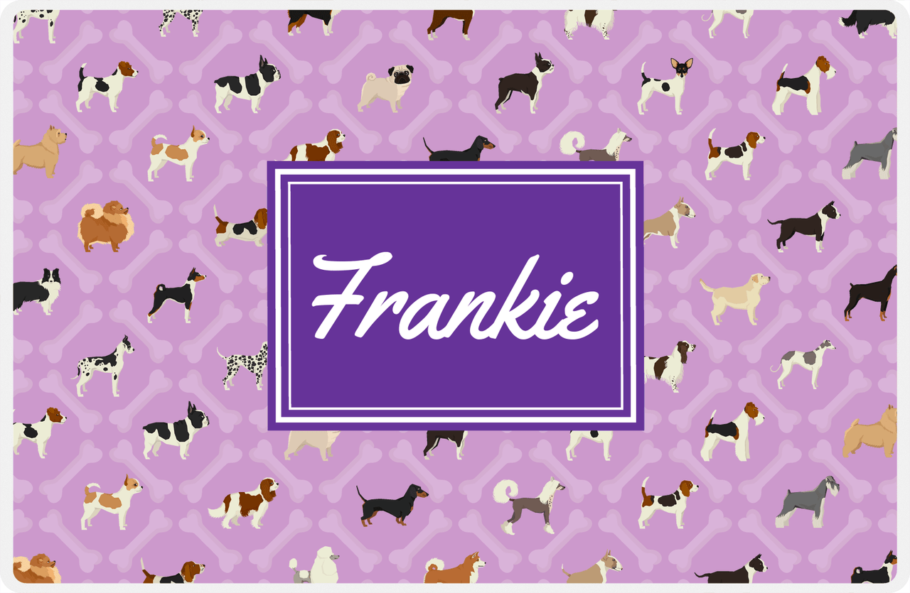 Personalized Dogs Placemat XXI - Purple Background - Rectangle Nameplate -  View