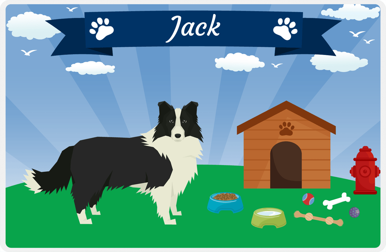 Personalized Dogs Placemat XXII - Paw Banner - Border Collie -  View