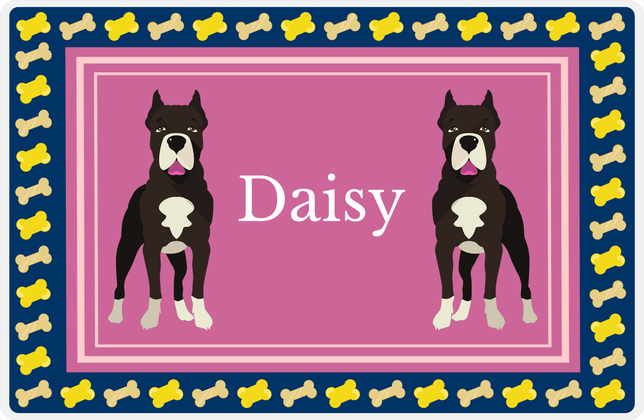 Personalized Dogs Placemat V - American Staffordshire Terrier - Pink Background -  View