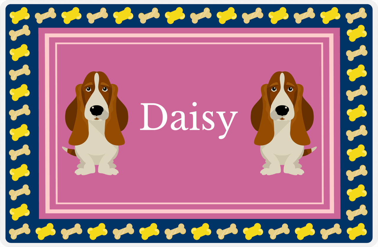 Personalized Dogs Placemat V - Basset Hound - Pink Background -  View