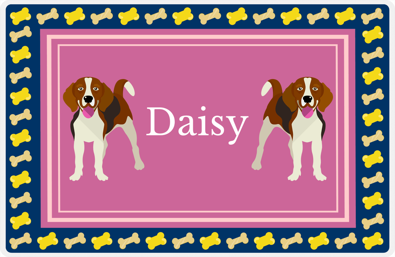 Personalized Dogs Placemat V - Beagle - Pink Background -  View